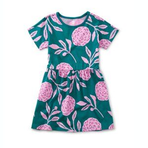 Tea Collection Girls Short Sleeve Twirl Dress in African Marigold Floral Print